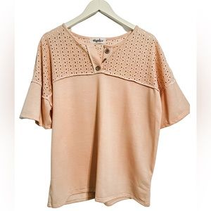 Haptics Blush Pink Eyelet Top